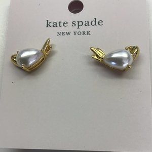 Kate Spade New Gold Bird with Teardrop Pearl Body Earrings